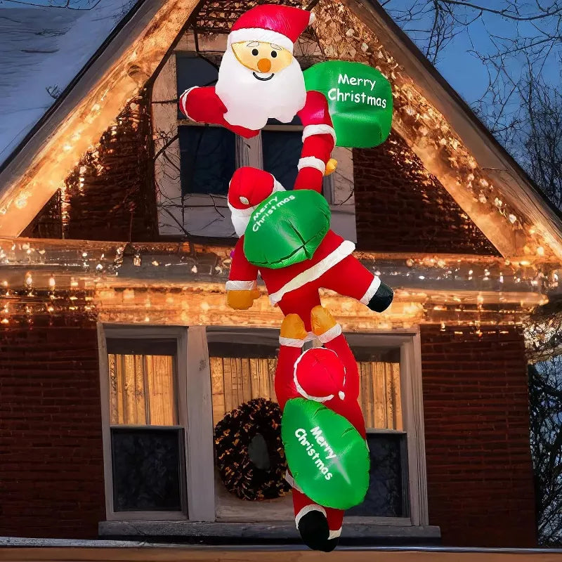 8 ft Hanging Christmas Inflatables Decoration, Christmas Inflatable Climbing Santa, Blow up Inflatable