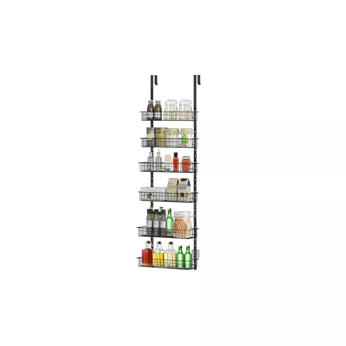 SUGIFT Over the Door Pantry Organizer with 6 Tier Adjustable Shelves, Black