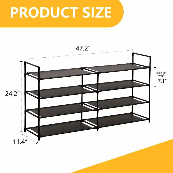 SUGIFT 4-Tier Shoe Rack Shoe Organizer with Shelves for Closet Entryway, Black