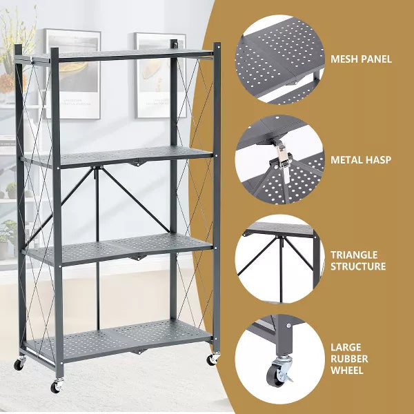 SUGIFT Folding 4 Shelves Gray