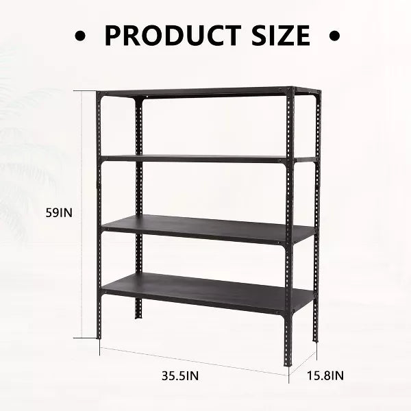 SUGIFT 4-Shelf Steel Freestanding Shelving Unit Adjustable Garage Storage Shelves Black