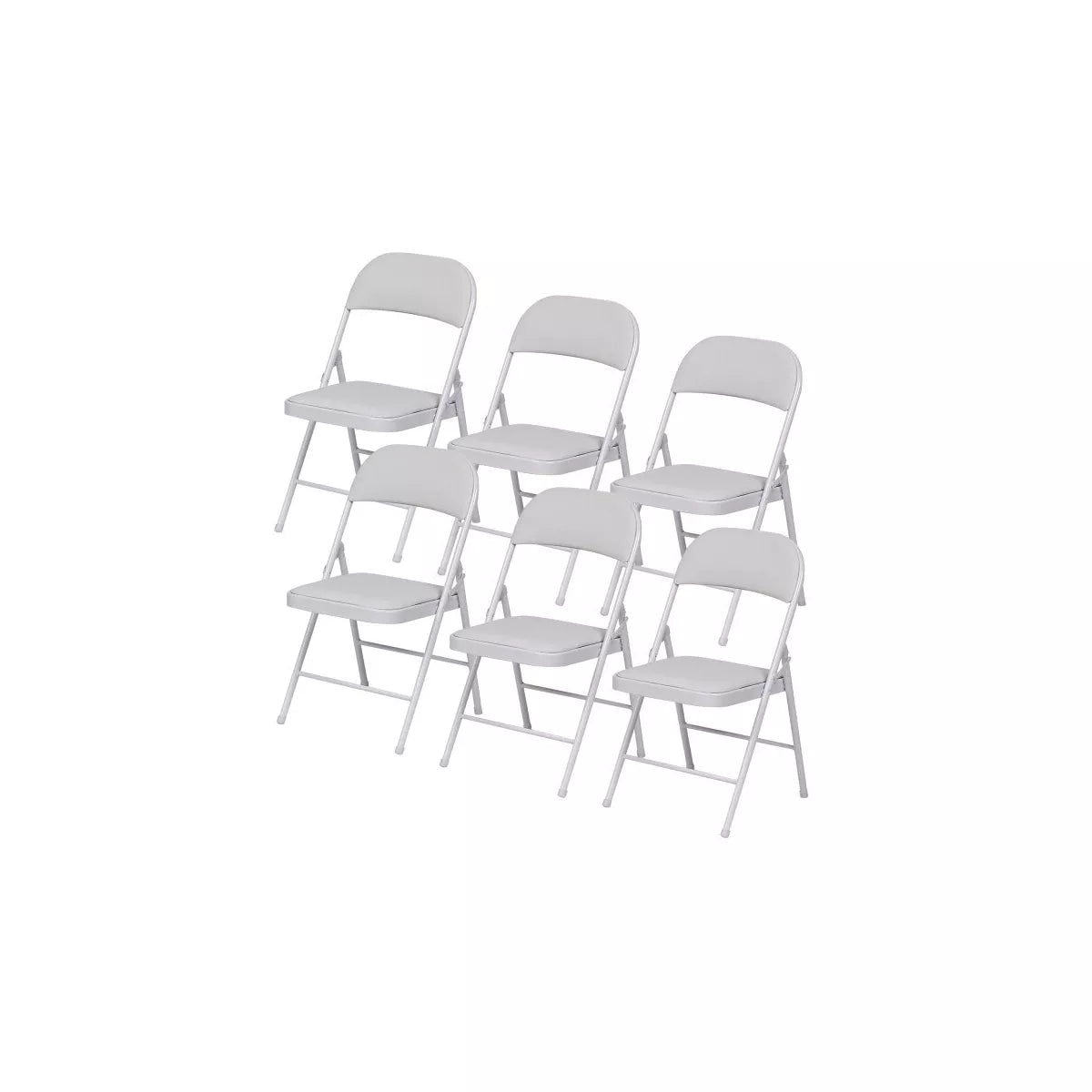 SUGIFT 6 Pack Folding Chairs with Padded Seats, Metal Frame with Pu Leather Seat and Back, Capacity 350 lbs, White