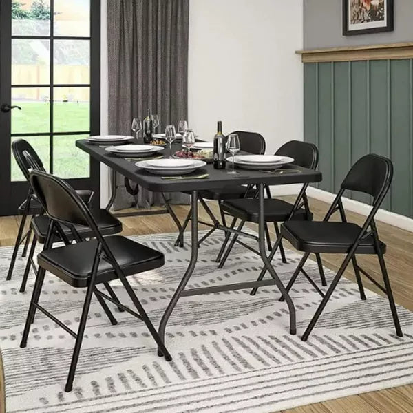 SUGIFT Folding Chairs with Padded Seats 6 Pack Black Metal Padded Folding Chair with Steel Frame for Events Office Wedding Party - 330 lb Capacity