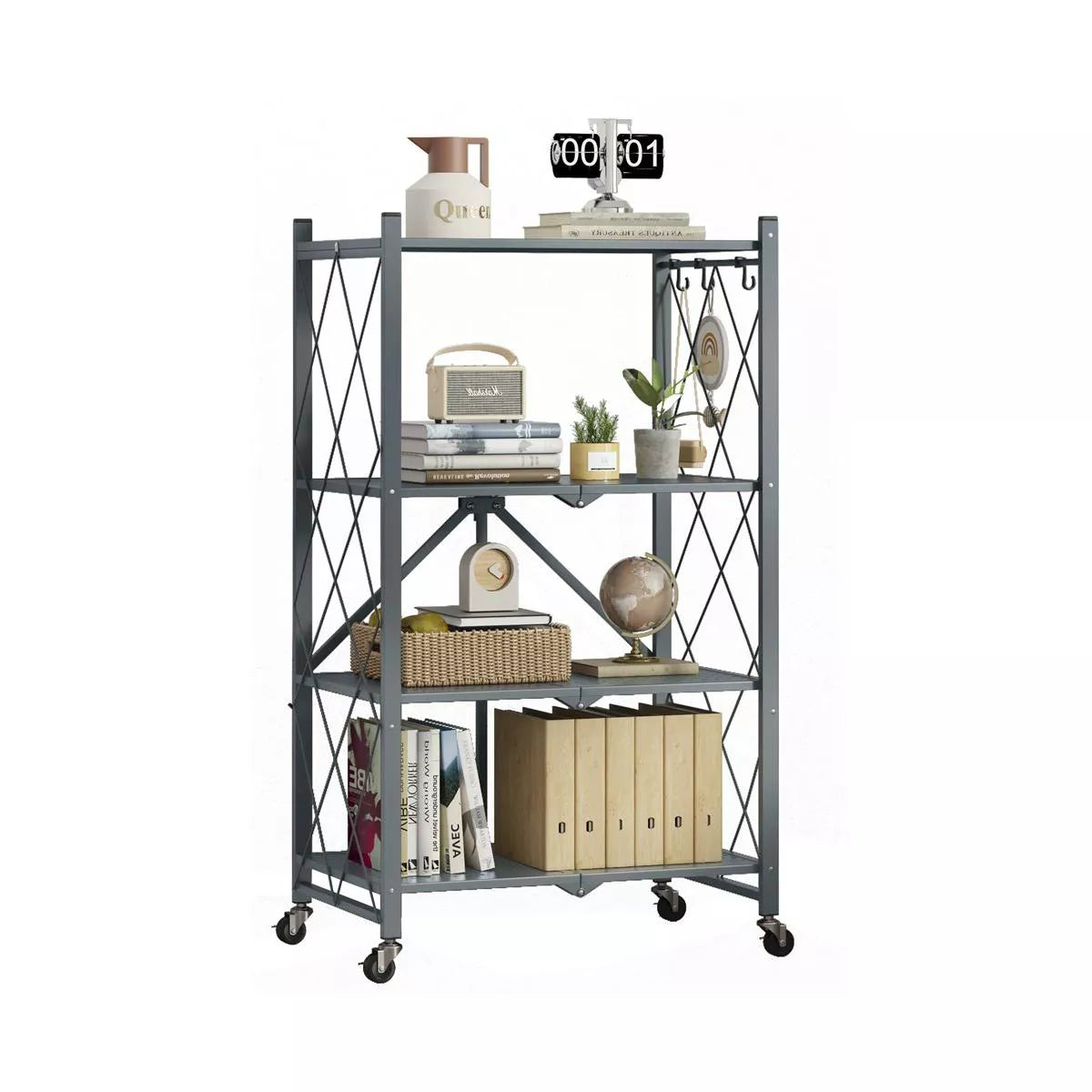 SUGIFT Folding 4 Shelves Gray