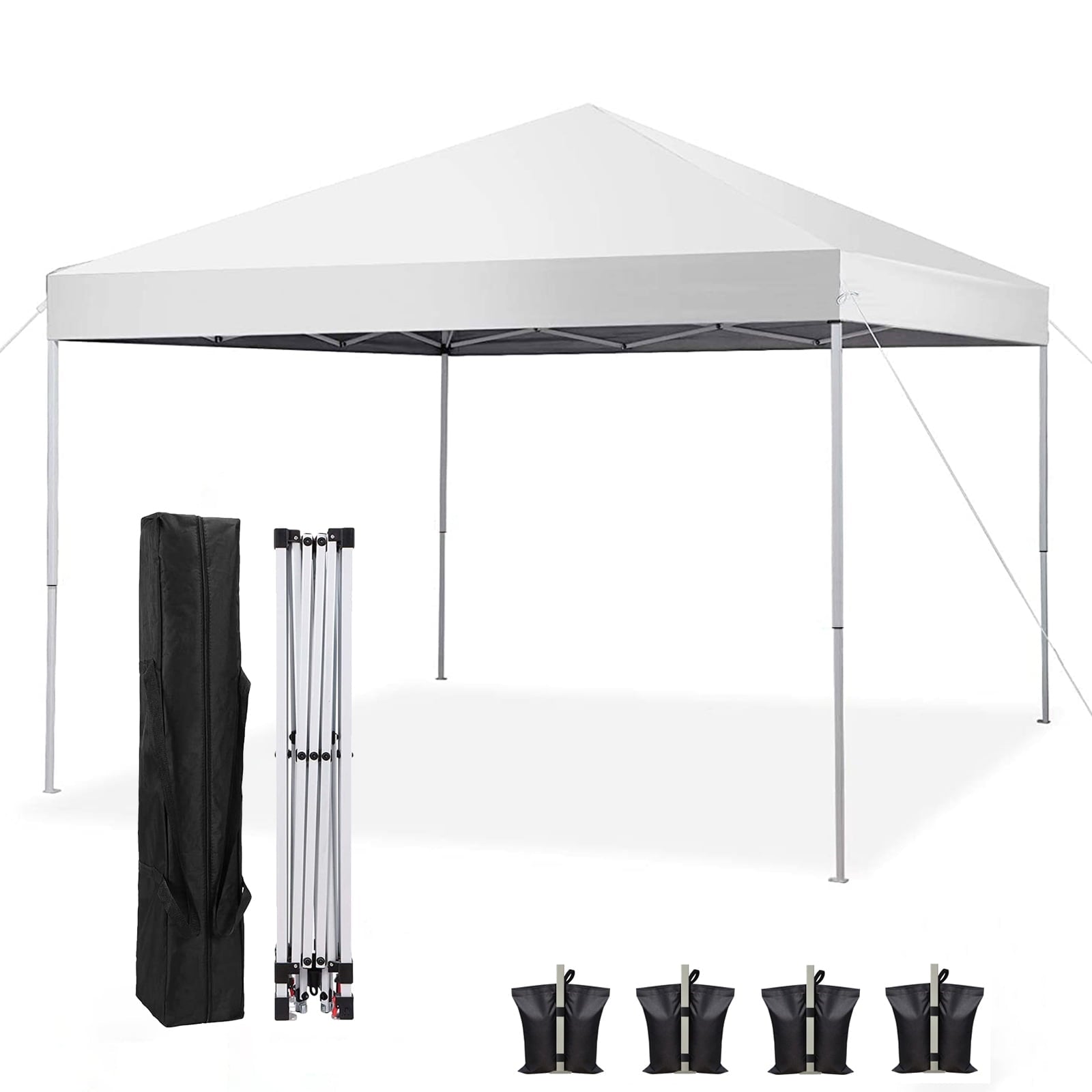 SUGIFT 10 x 10 Pop up Canopy Tent Instant Waterproof Folding Tent with 4 Sandbags, White