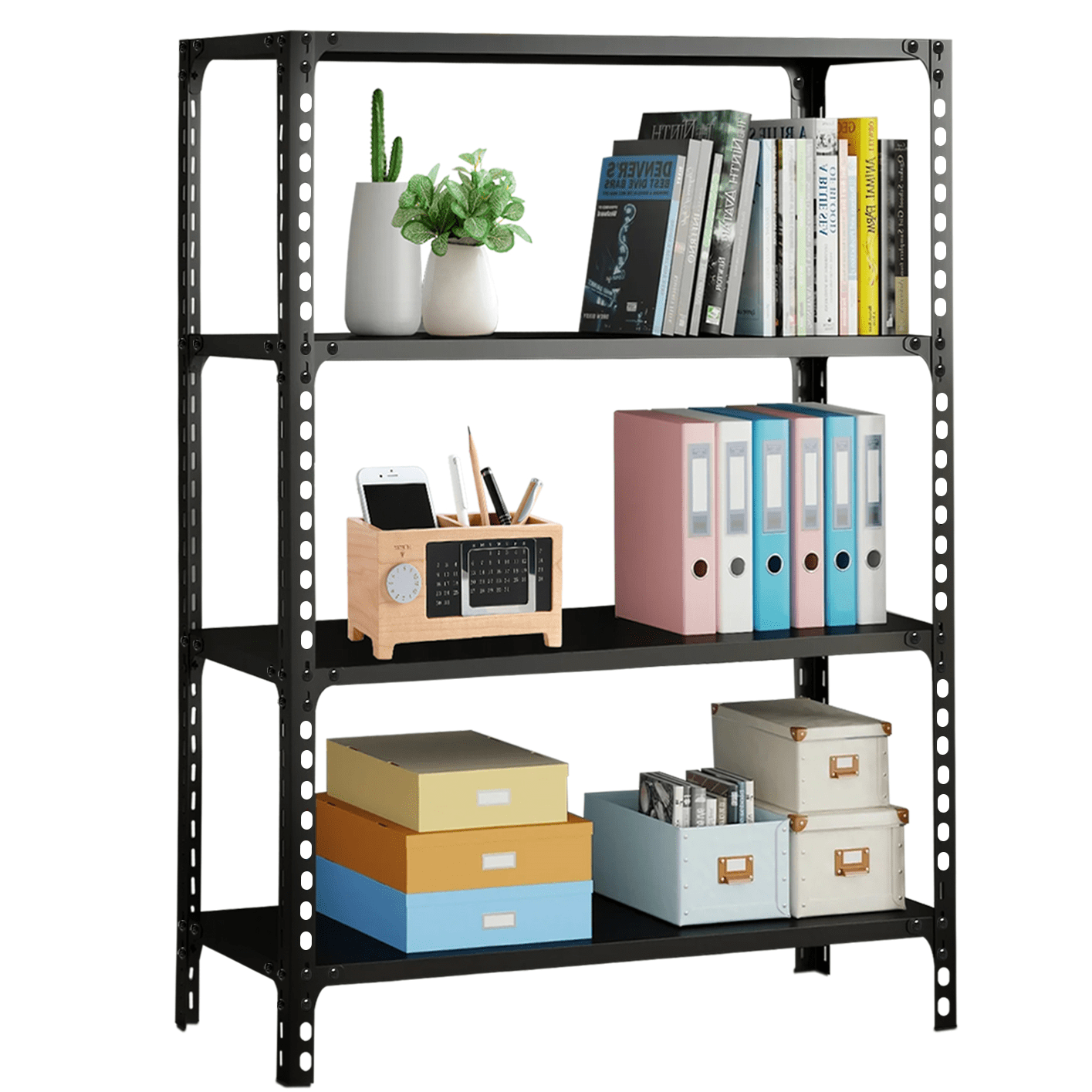 SUGIFT 4-Shelf Freestanding Shelves, Heavy Duty Organization Shelving Unit, 36inW x 18inD x 60inH Adjustable Storage Shelve, Metal Steel Shelving Racking, for Garage Black