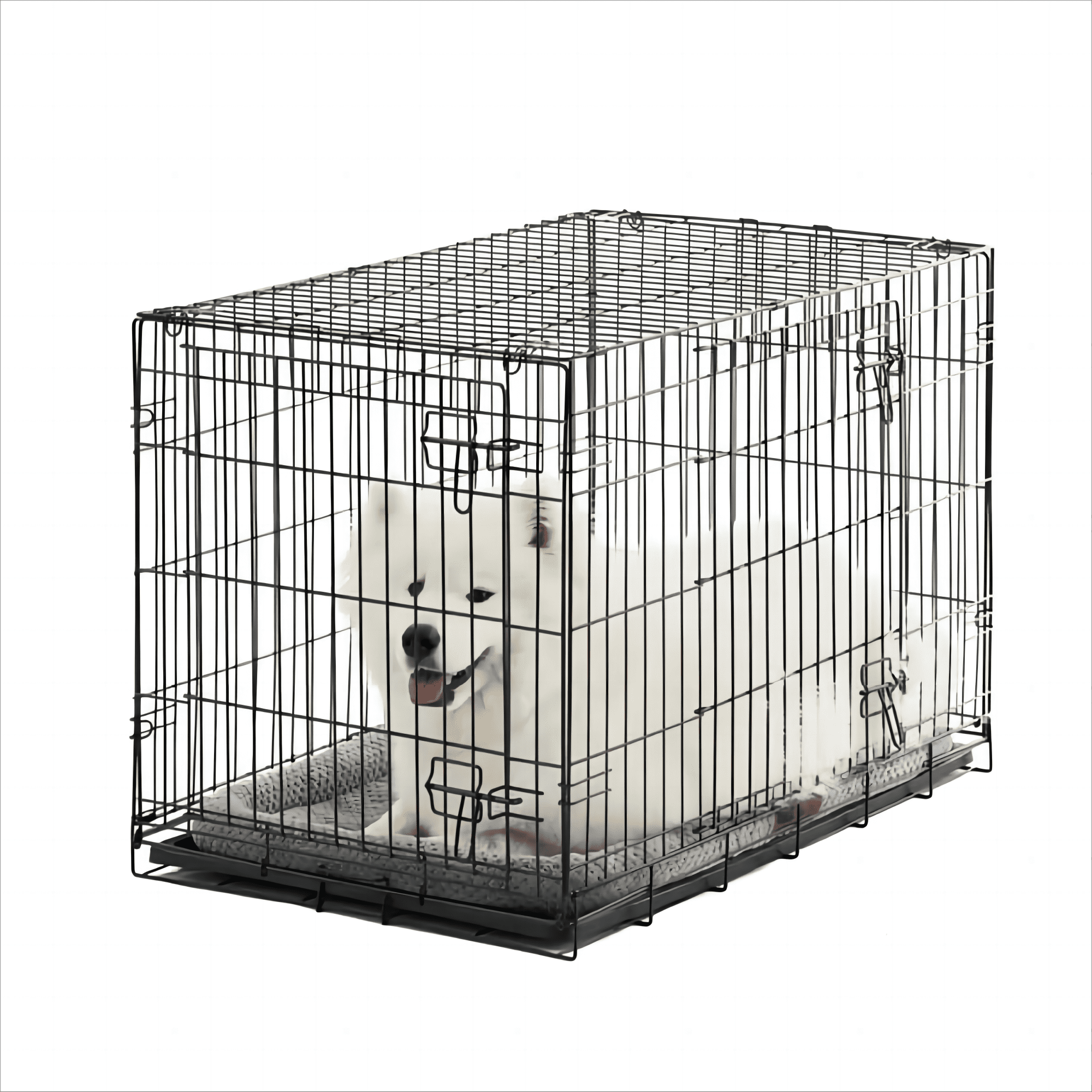 SUGIFT 42in Dog Crate with Divider and Tray Double Door Folding Pet Cage XL