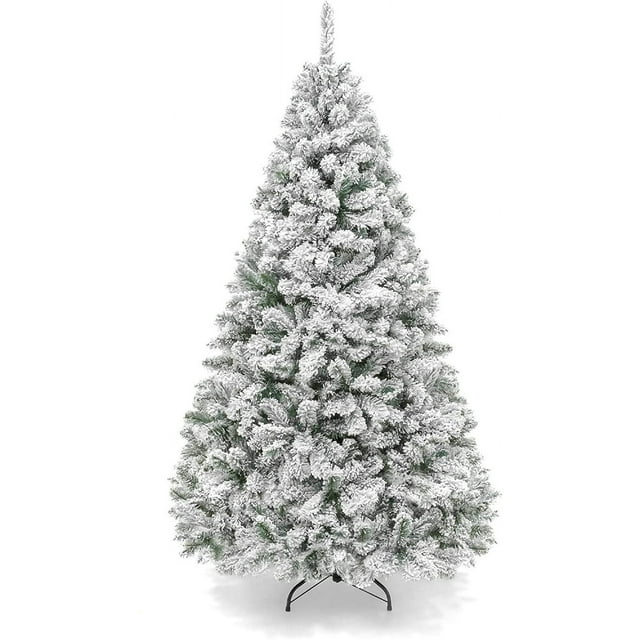 SUGIFT 6.5ft Snow Flocked Christmas Tree Unlit Holiday Decor