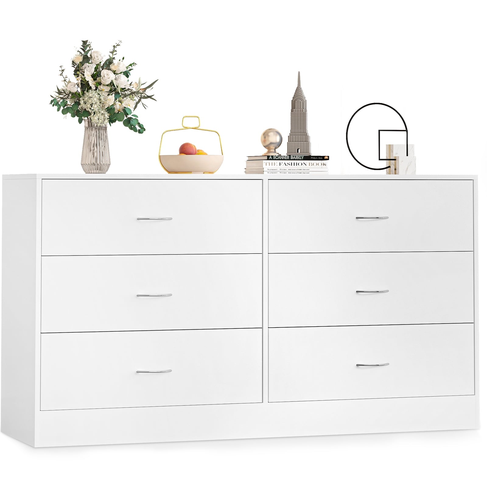 SUGIFT 6 Drawer White Dresser for Bedroom Versatile Chests of Drawers with Sturdy Structure