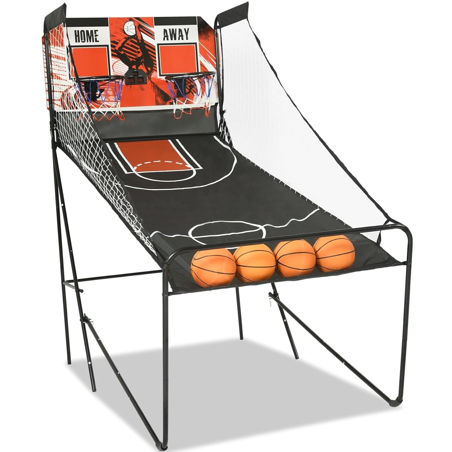 SUGIFT Foldable Basketball Arcade Game Indoor Basketball Hoop Arcade Balls and LED Scoring System Electronic Dual Shot 2 Player Arcade Basketball Game for Home Game Room Black