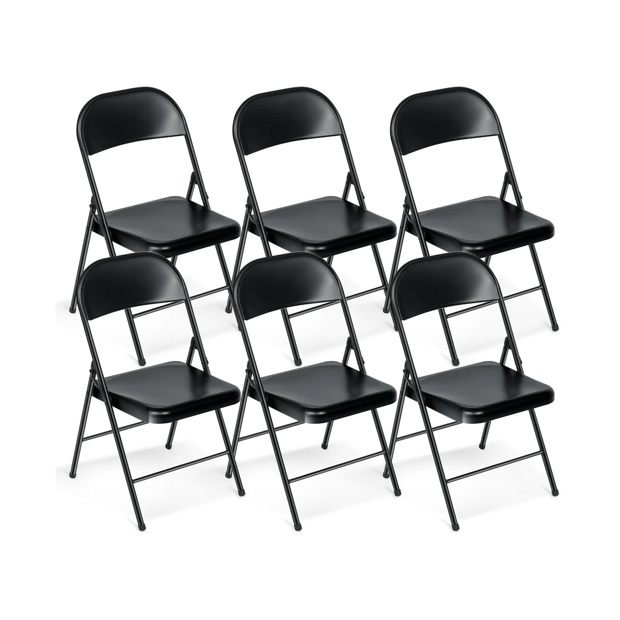 SUGIFT Folding Metal Stool, Black, 6 Pack