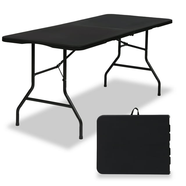 SUGIFT Folding Table 6ft Portable Heavy Duty Plastic Foldable Table for Indoor Outdoor Use  Black