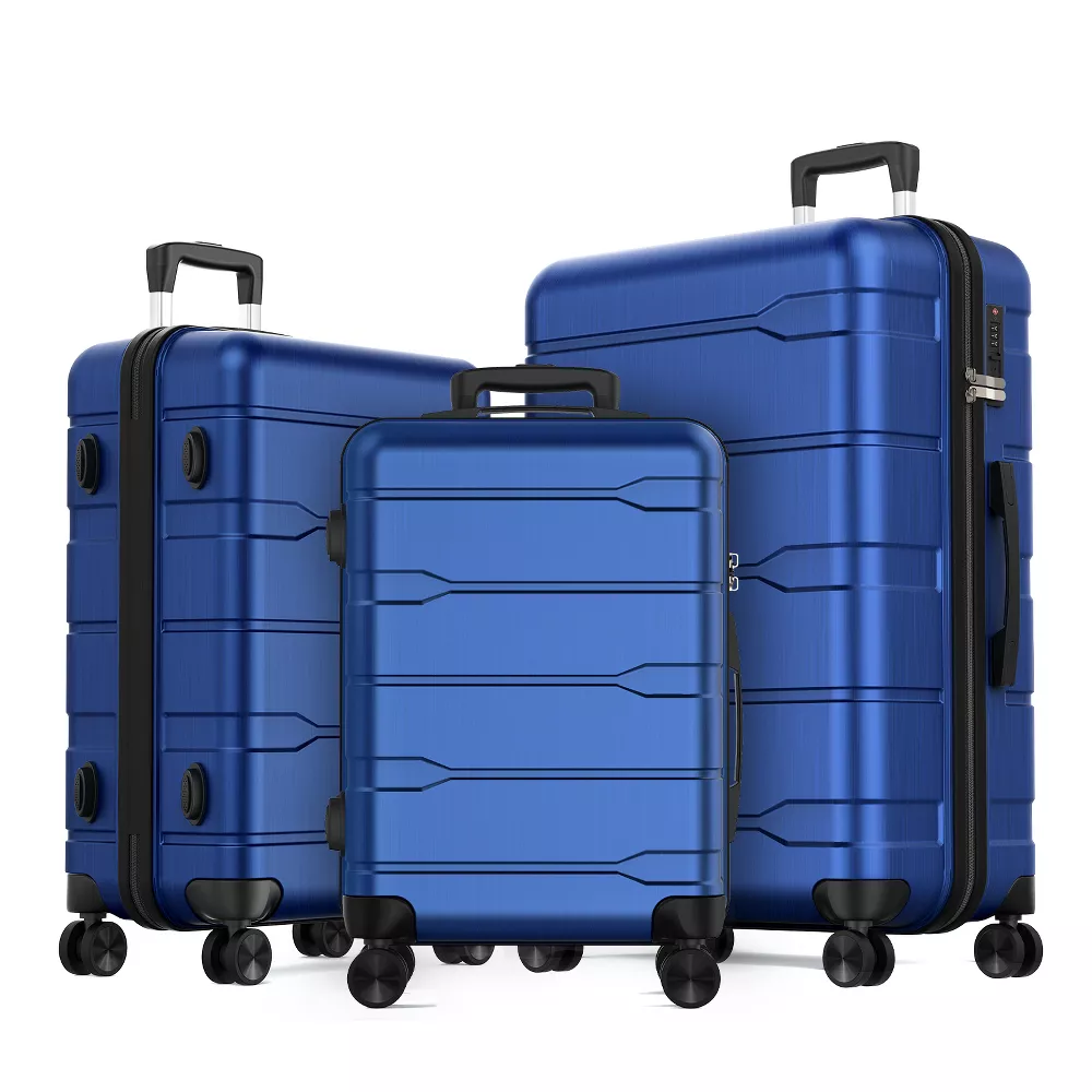 SUGIFT Hardside Luggage Set 3 Piece Lightweight Suitcase with TSA Lock Spinner Wheels, Blue