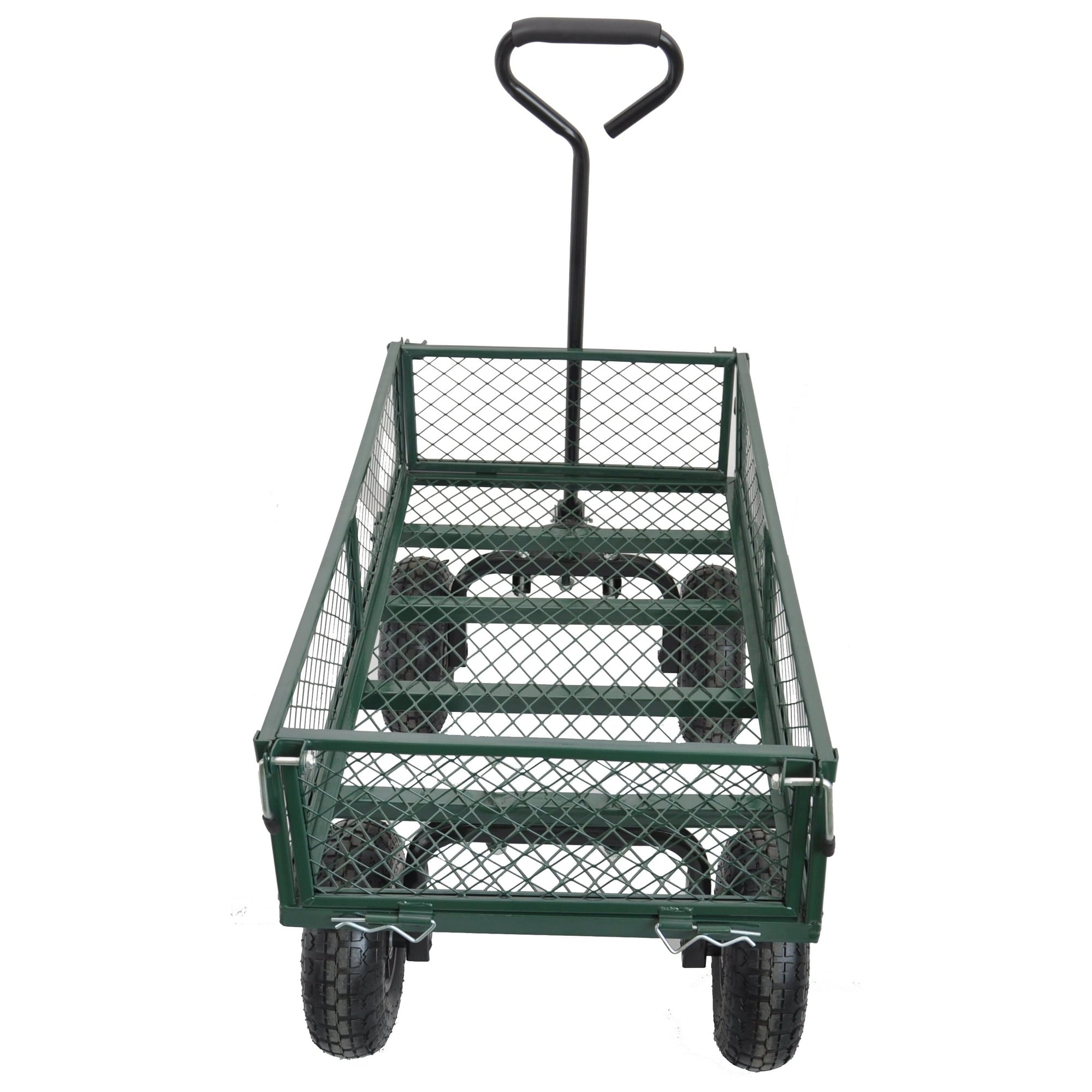 SUGIFT Heavy Duty Mesh Steel Garden Cart with Solid Wheels