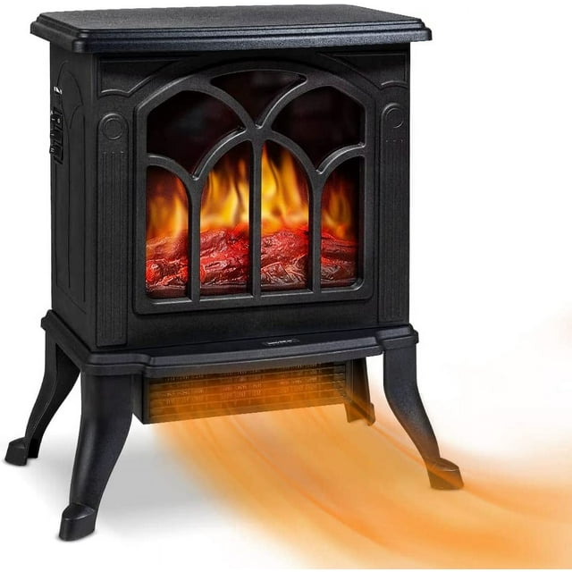 SUGIFT Infrared Quartz Electric Fireplace Stove Heater, Black