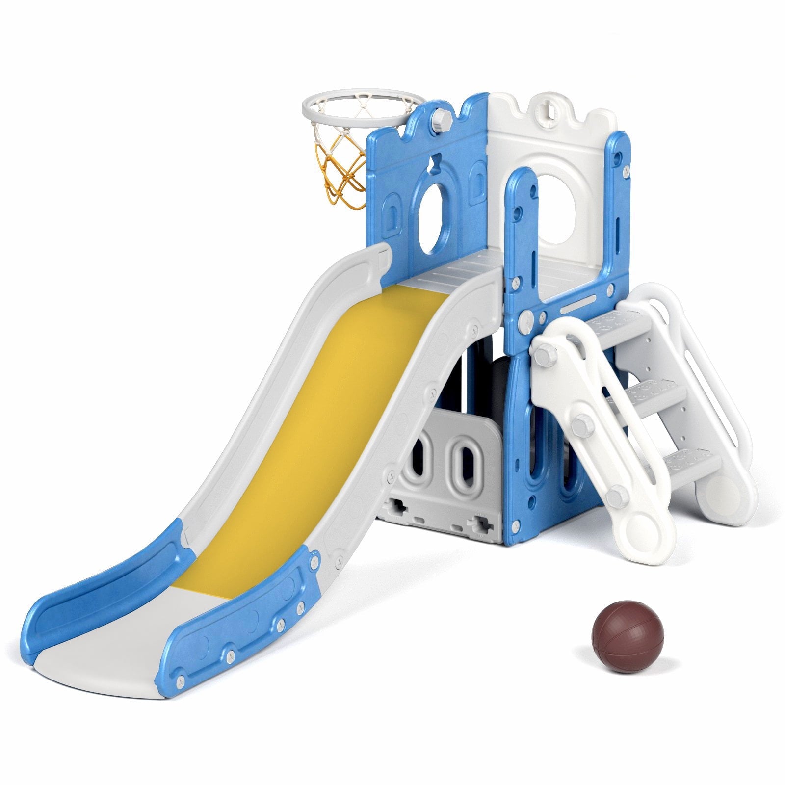 SUGIFT Kids Slide with Basketball Hoop Children Climber Slide Playset for Indoor and Outdoor