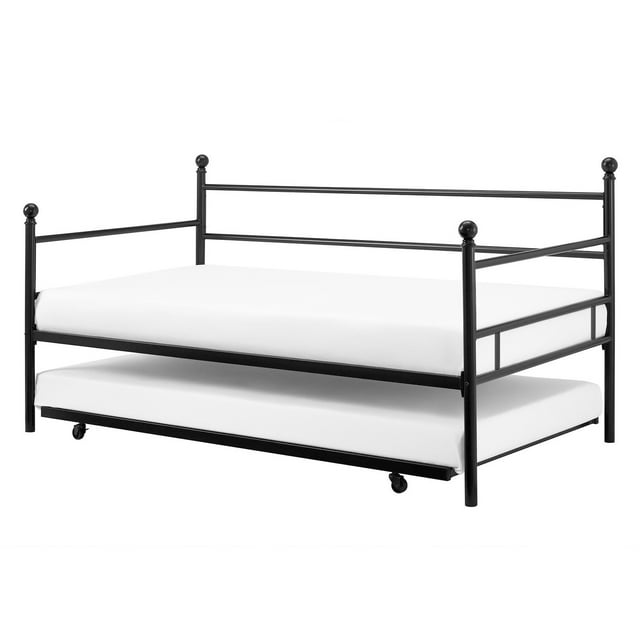 SUGIFT Modern Metal Daybed with Trundle, Twin Size Frame, Black