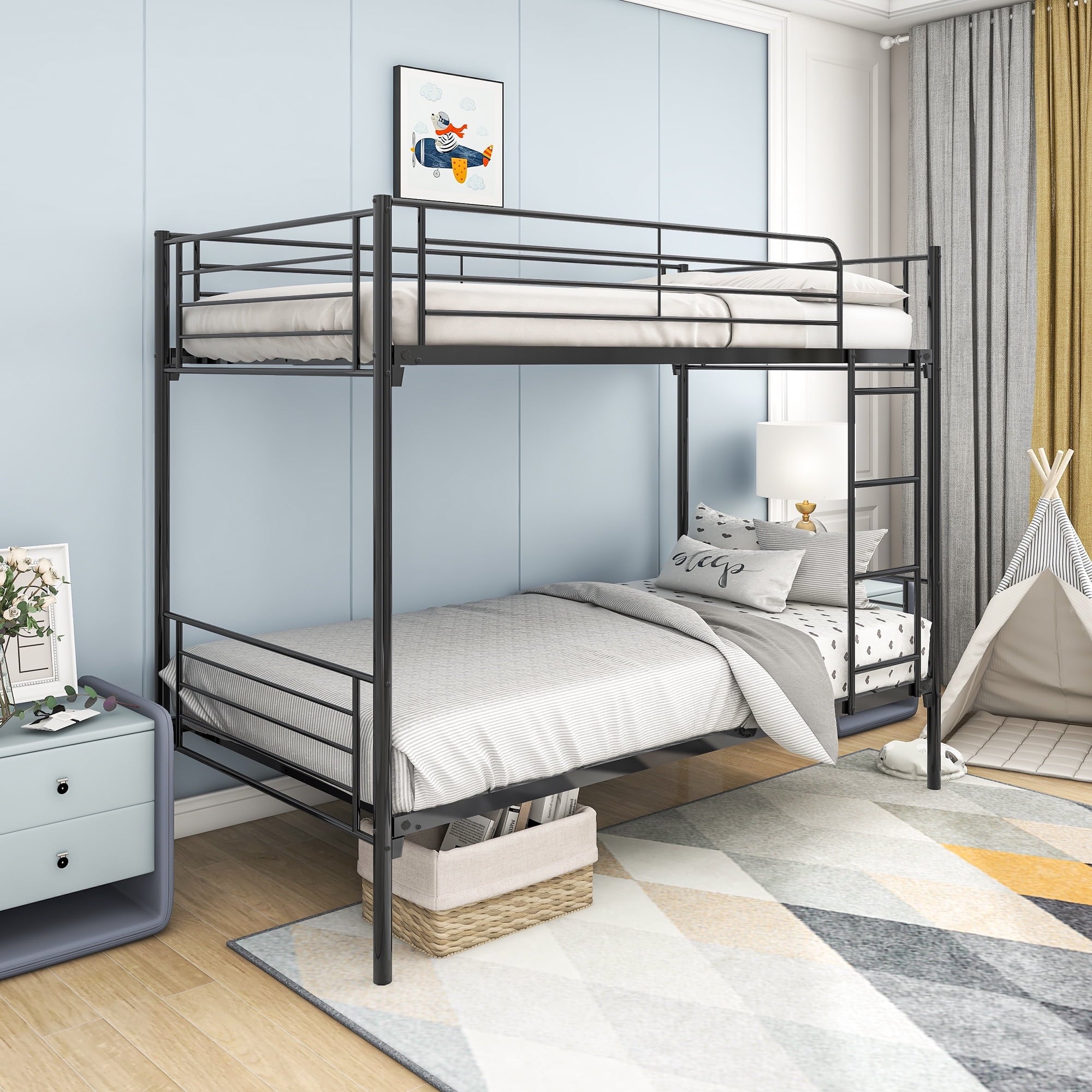 SUGIFT Twin over Twin Bunk Bed, Metal Frame with Ladder