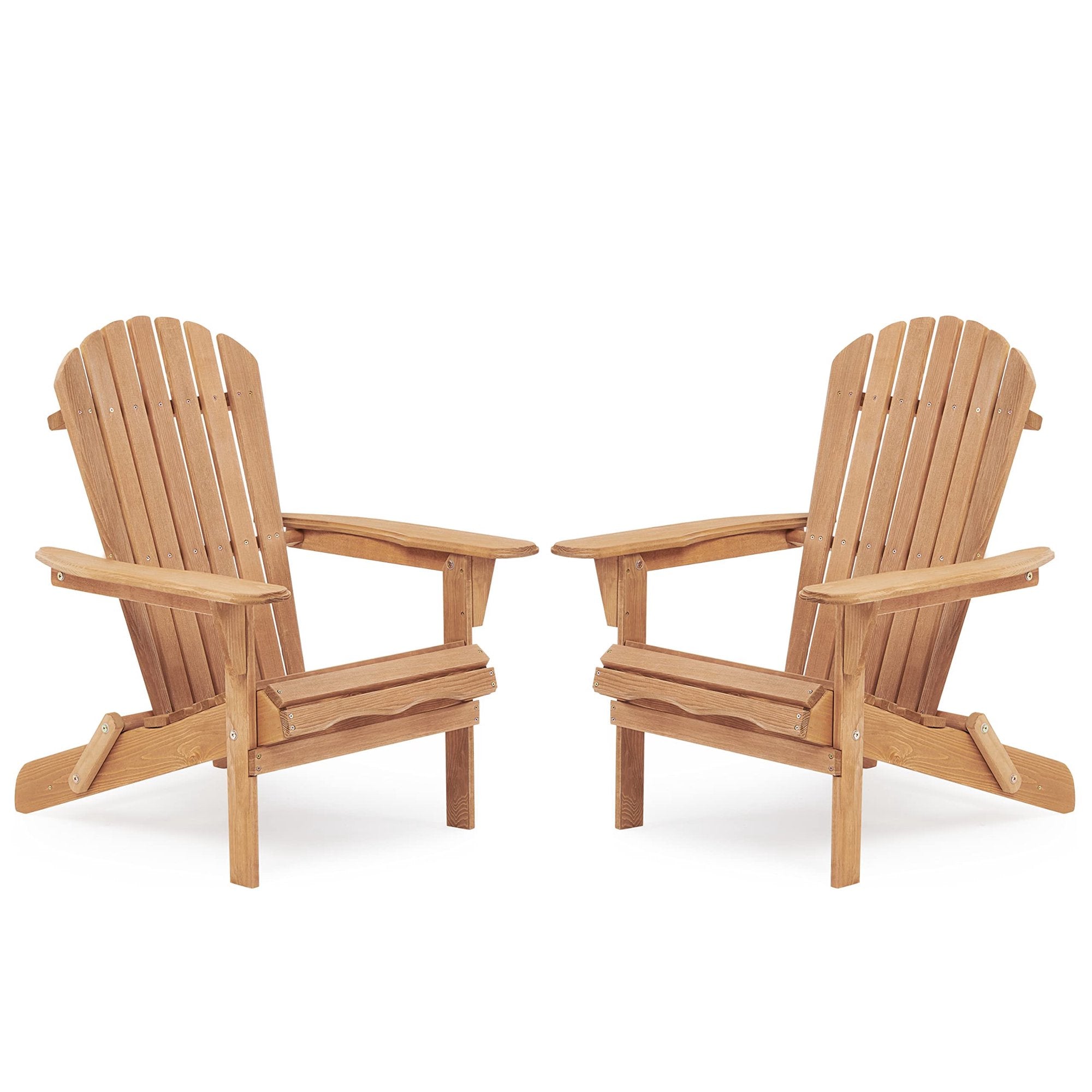 SUGIFT Wooden Outdoor Folding Adirondack Chair Set of 2 Wood Lounge Patio Chair for Garden