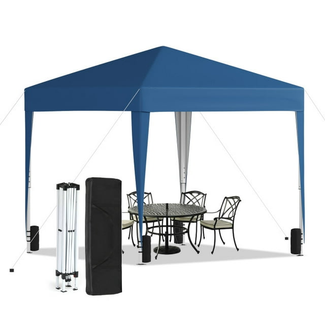 TBKLEY 10x10ft Pop Up Canopy Tent with Carry Bag for Backyard Home Party Outdoor Events, Blue