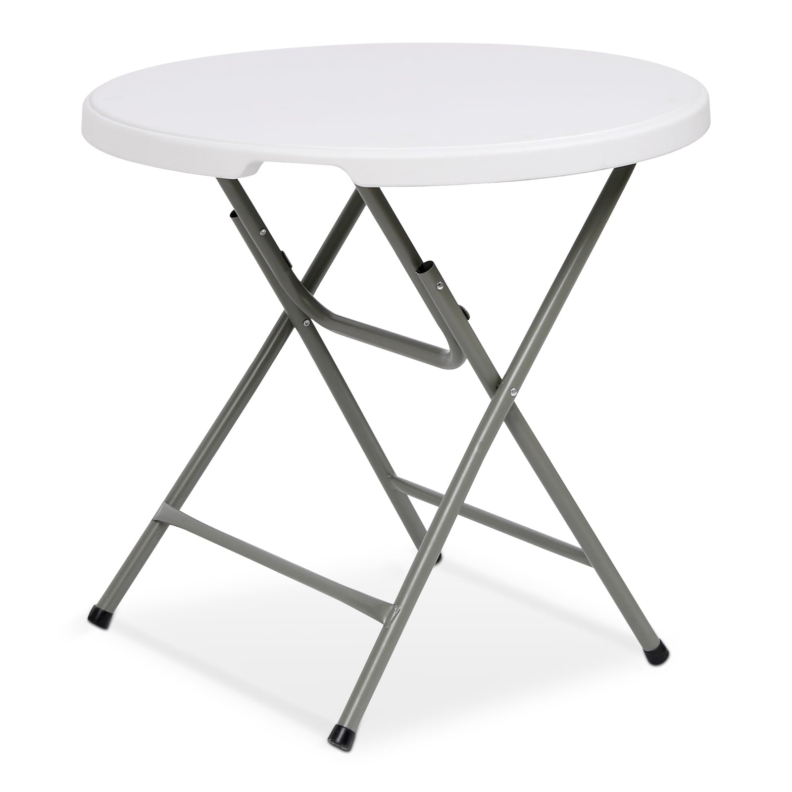 TBKLEY 32in Round Folding Table Portable Indoor Outdoor Plastic Dining Table, White