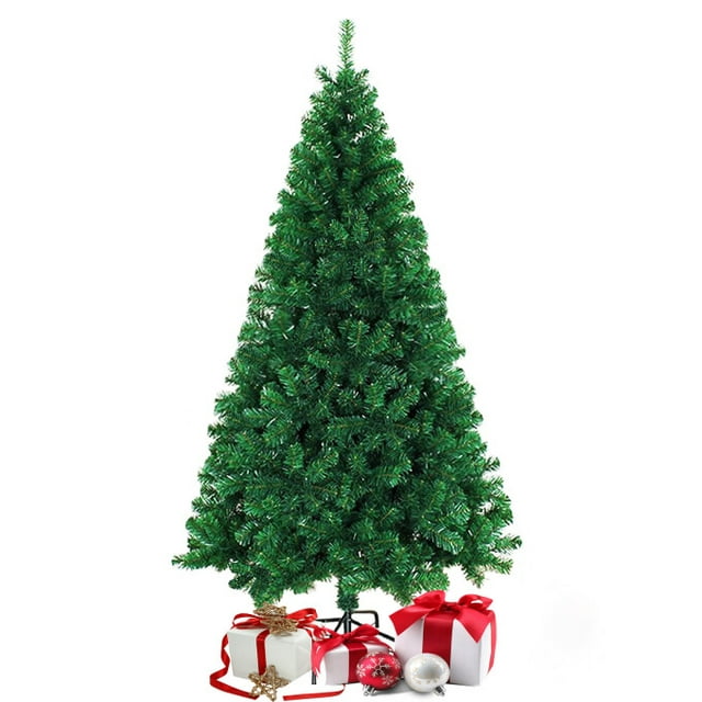 TBKLEY 6ft PVC Artificial Christmas Tree with Foldable Metal Base Indoor Outdoor Use, Green