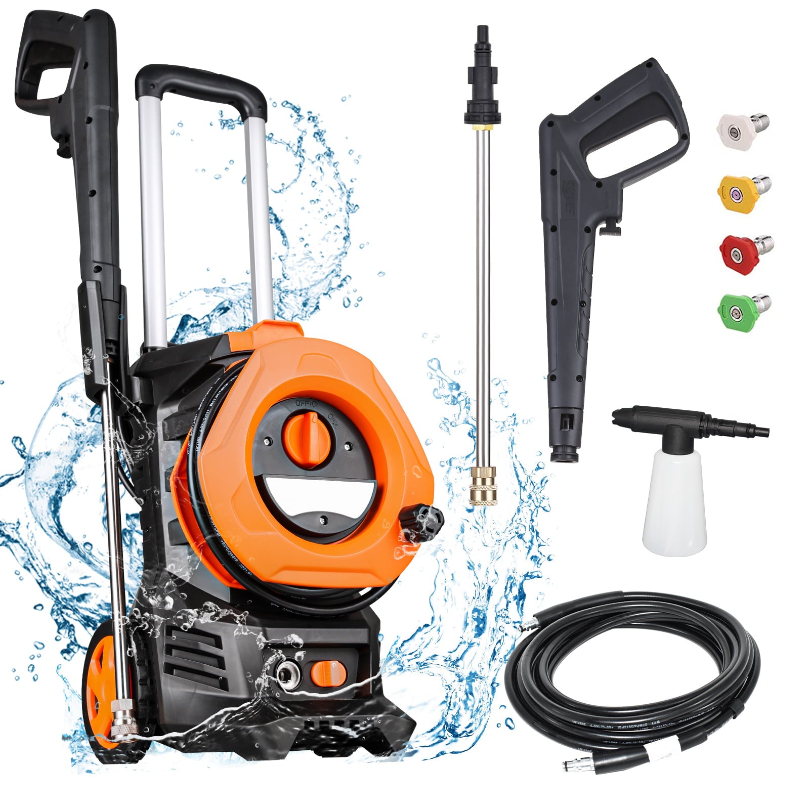 Vebreda 1800W Electric Pressure Washer 3300PSI 2.0GPM Pressure Cleaner, Orange