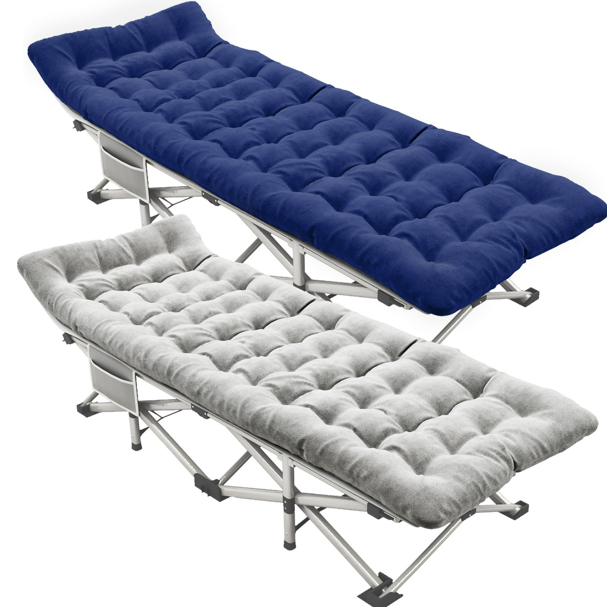 Vebreda 2 Pack Folding Camping Cot for Adult 75in Portable Folding Bed Cot with Mattress