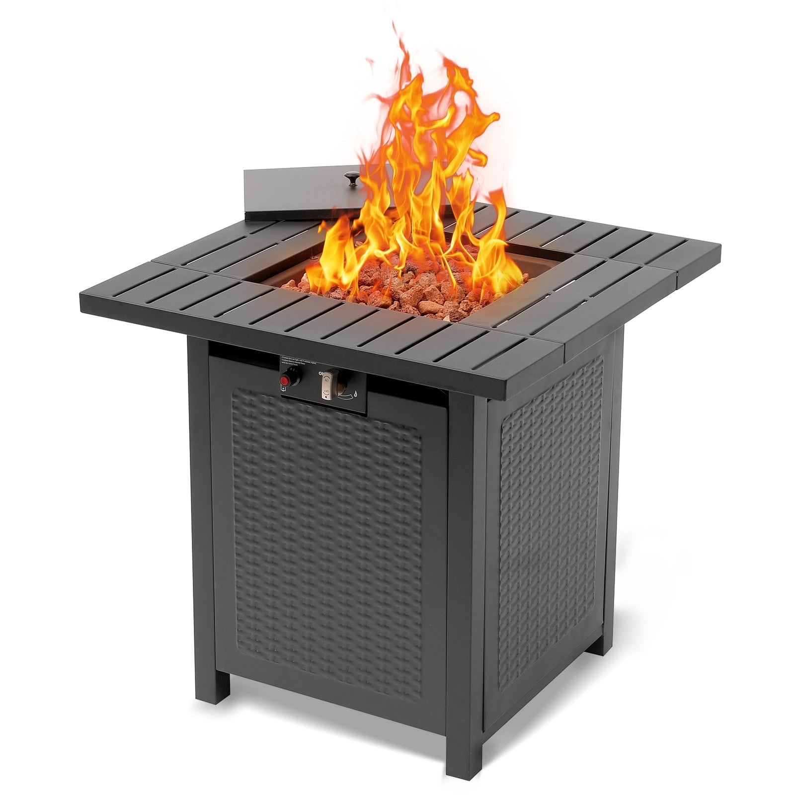 Vebreda Propane Fire Pit 28 inch Outdoor Gas Fire Table, 50,000 BTU, Black