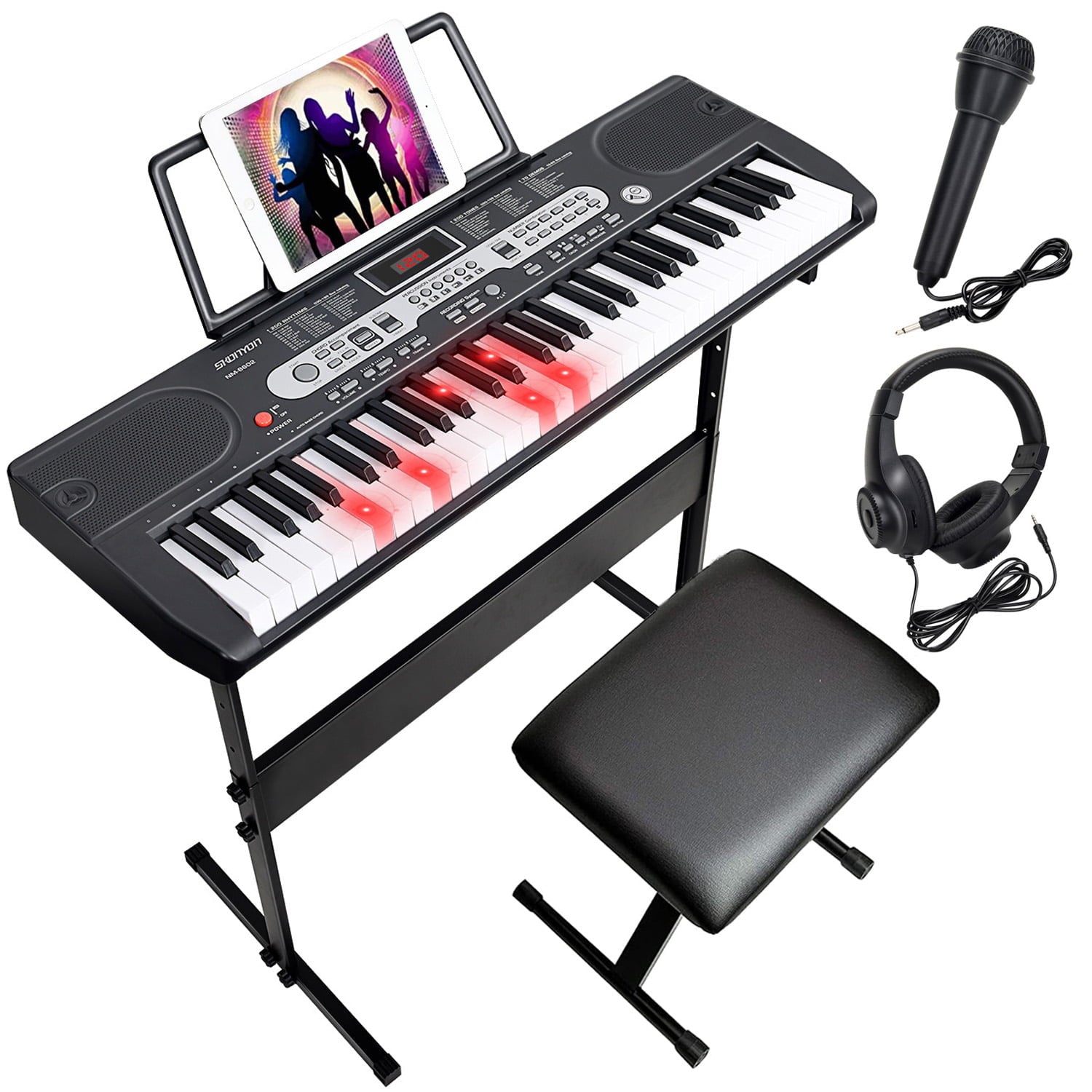 YouYeap 61-Key Portable Electric Keyboard Set Piano Kit With Lighted Keys