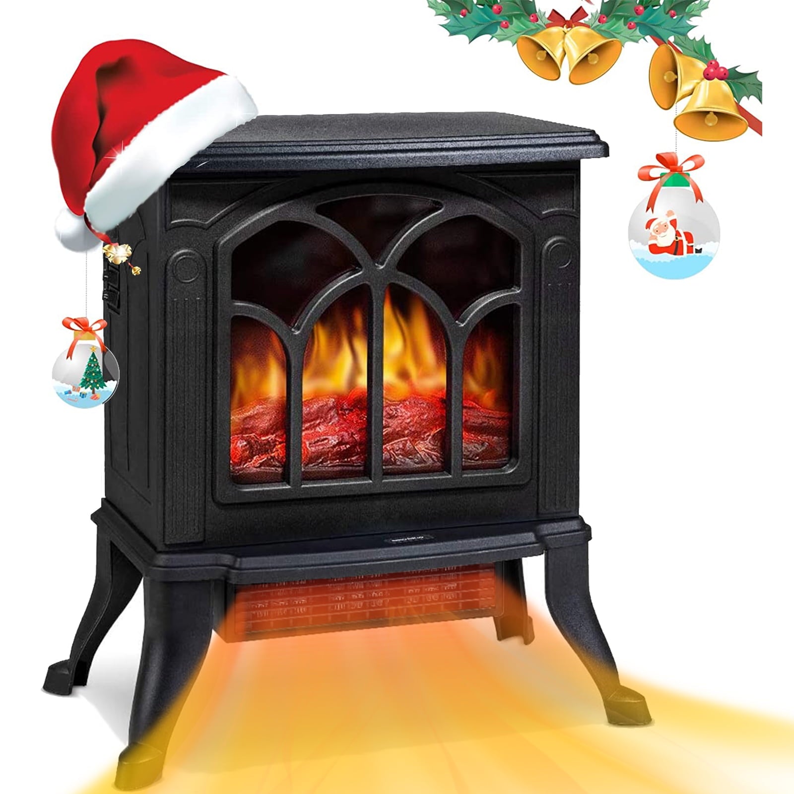 YouYeap Electric Fireplace Heater Infrared Space Heater with 3D Flame Effect Black