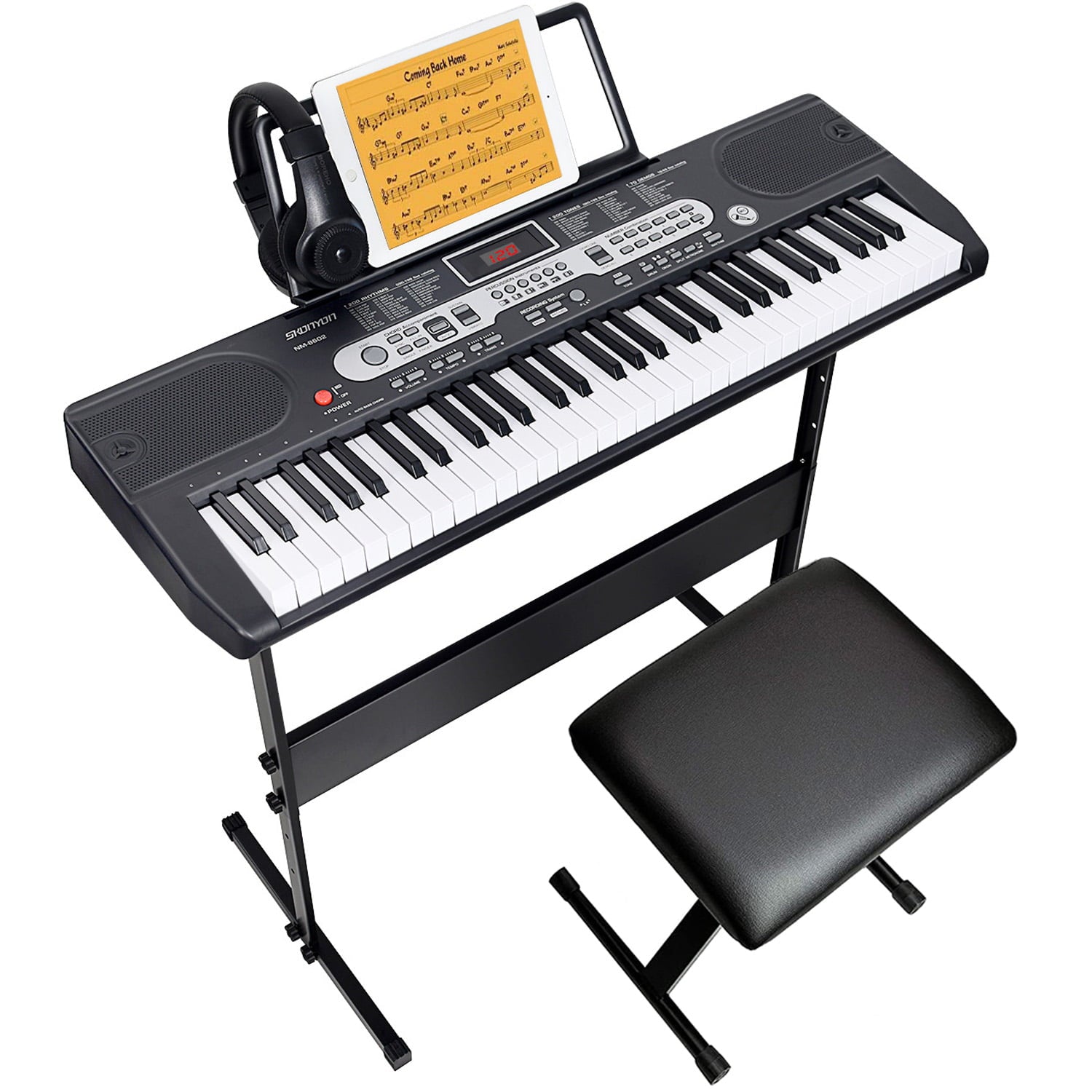 YouYeap Piano Set 61 Key Portable Electric Keyboard Kit with Headphone, Stand, Stool and Power Supply