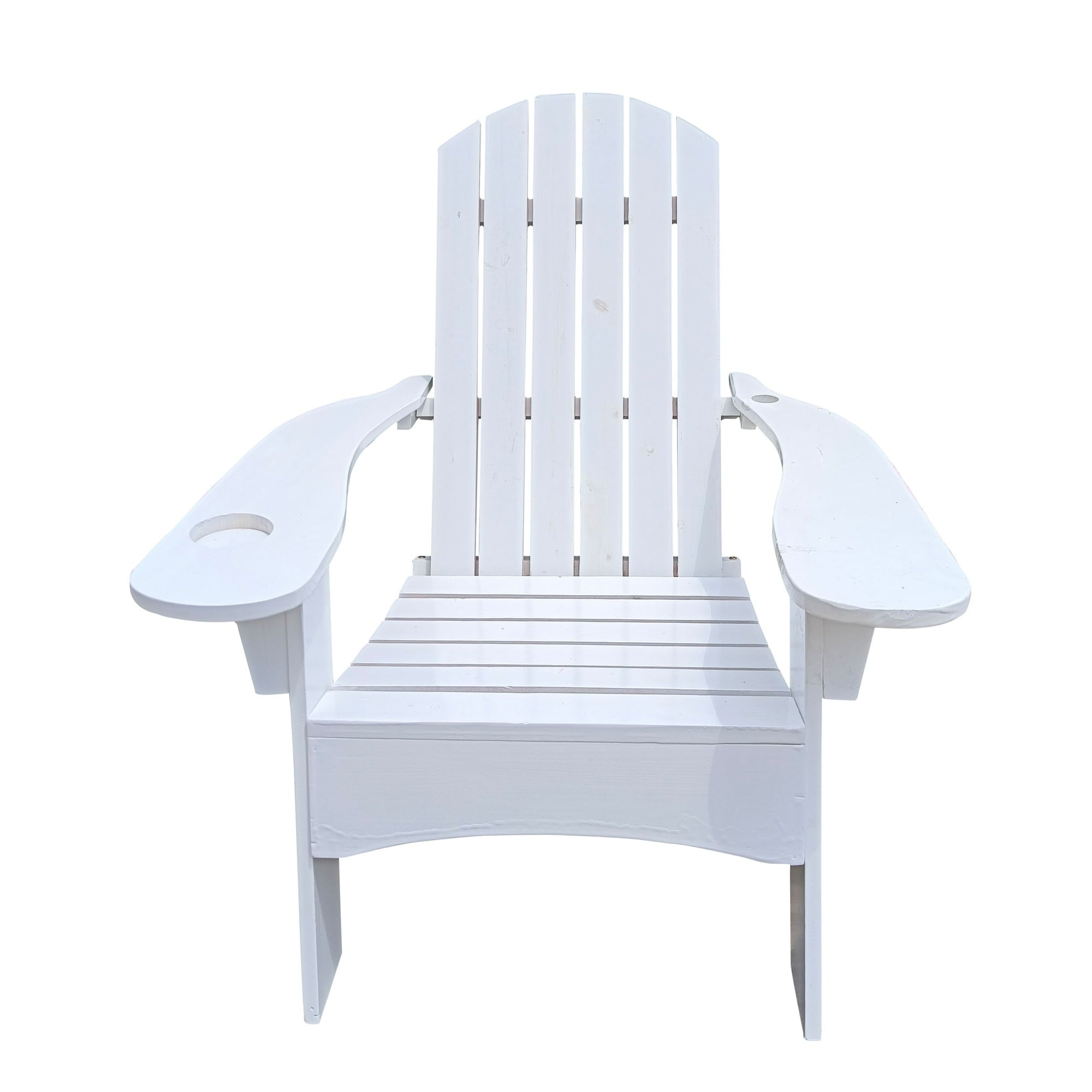 SUGIFT Outdoor or Indoor Wood Adirondack Chair with Hole for Umbrella on The Arm