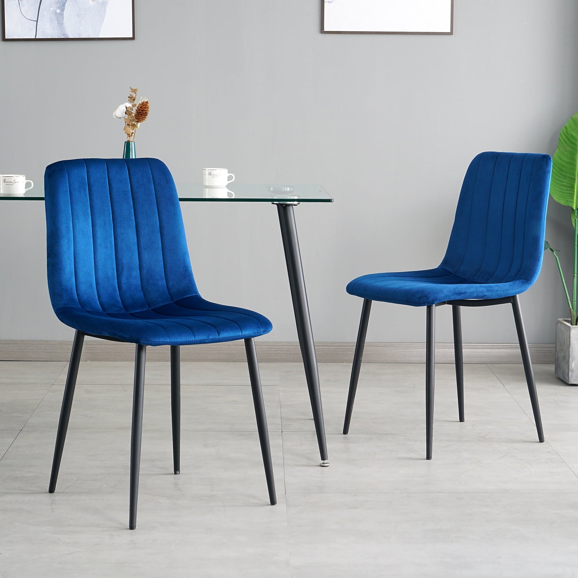 SUGIFT Indoor Velvet Dining Chair, Modern Dining Kitchen Chair with Cushion Seat Back