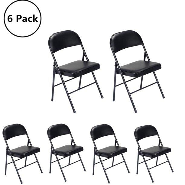 SUGIFT Fabric Folding Chair, 6-Pack, BLACK