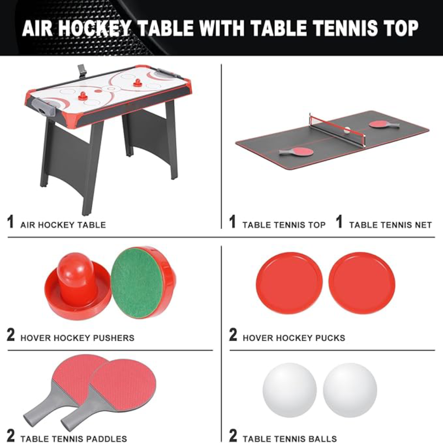 SUGIFT Multi Game Tables, 2-in-1 Air Hockey Table with Table Tennis Top