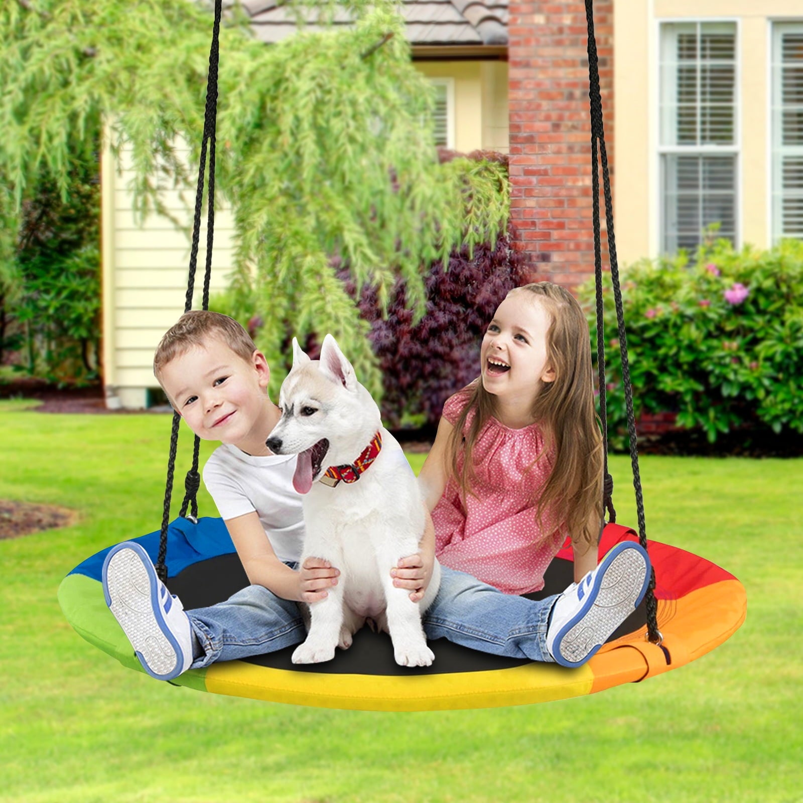 SUGIFT 40 Saucer Swing 700Lb Capacity Tree Swing Indoor Outdoor Swings for Kids Waterproof Colorful