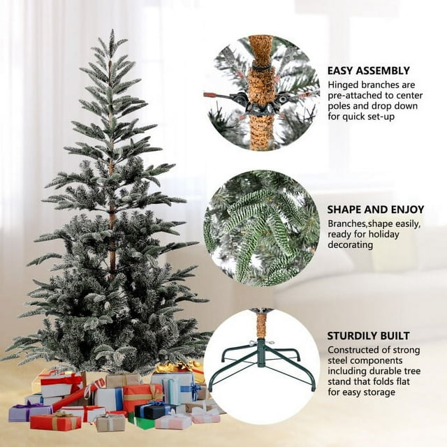 TBKLEY 7ft Fir Artificial Christmas Tree with 1000 Branch Tips for Home Holiday Decor, Green