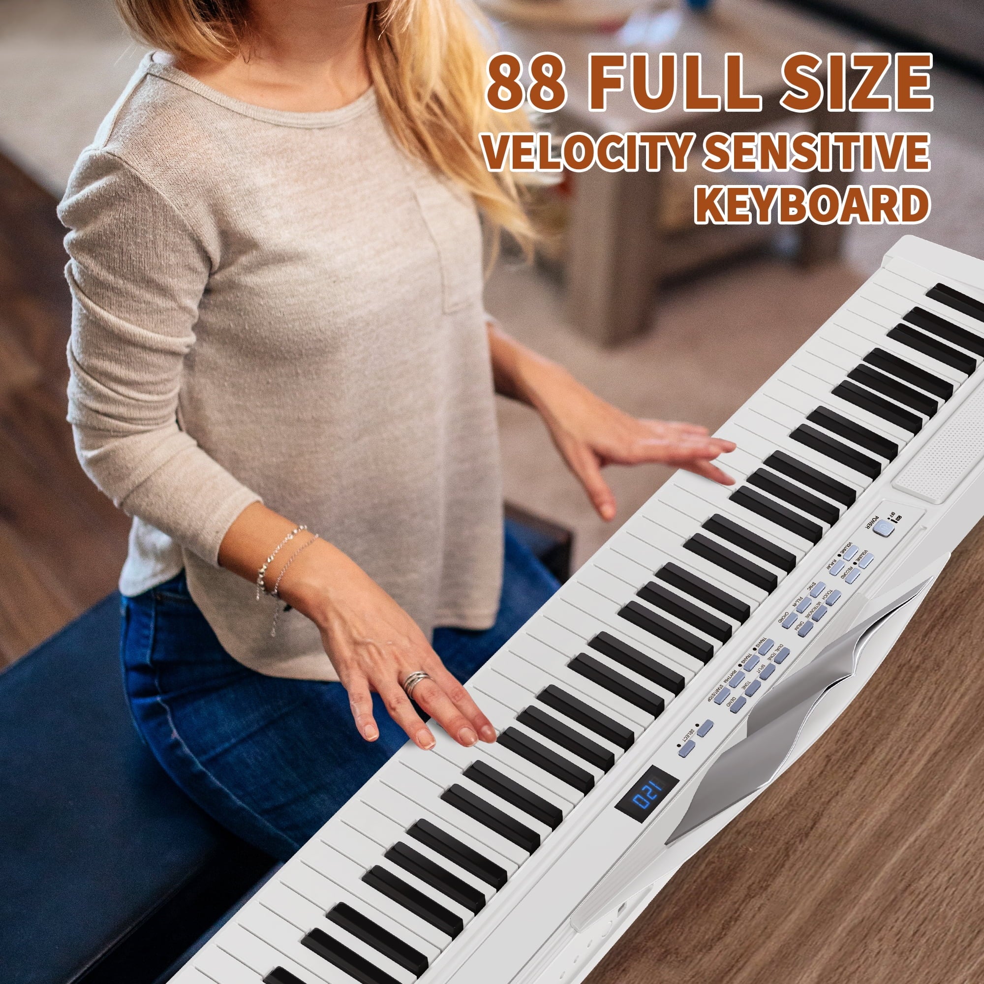 SUGIFT 88 Key Digital Piano Keyboard Semi-Weighted Piano Keyboard 88 Keys with Bluetooth, Piano Pedal, Stand, Carrying Case, and Headphones