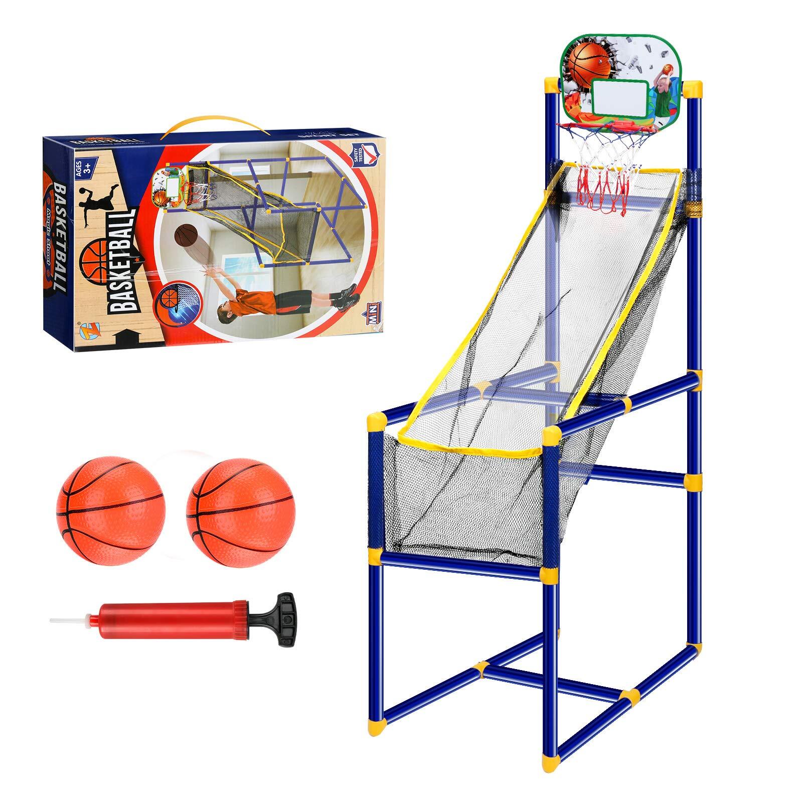 Harigal Basketball Arcade Game for Kids Toddlers Arcade Basketball Hoop Indoor and Outdoor Basketball Shooting System Sports Toys with 2 Inflatable Balls Pump