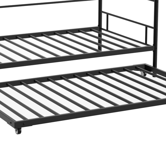 SUGIFT Modern Metal Daybed with Trundle, Twin Size Frame, Black