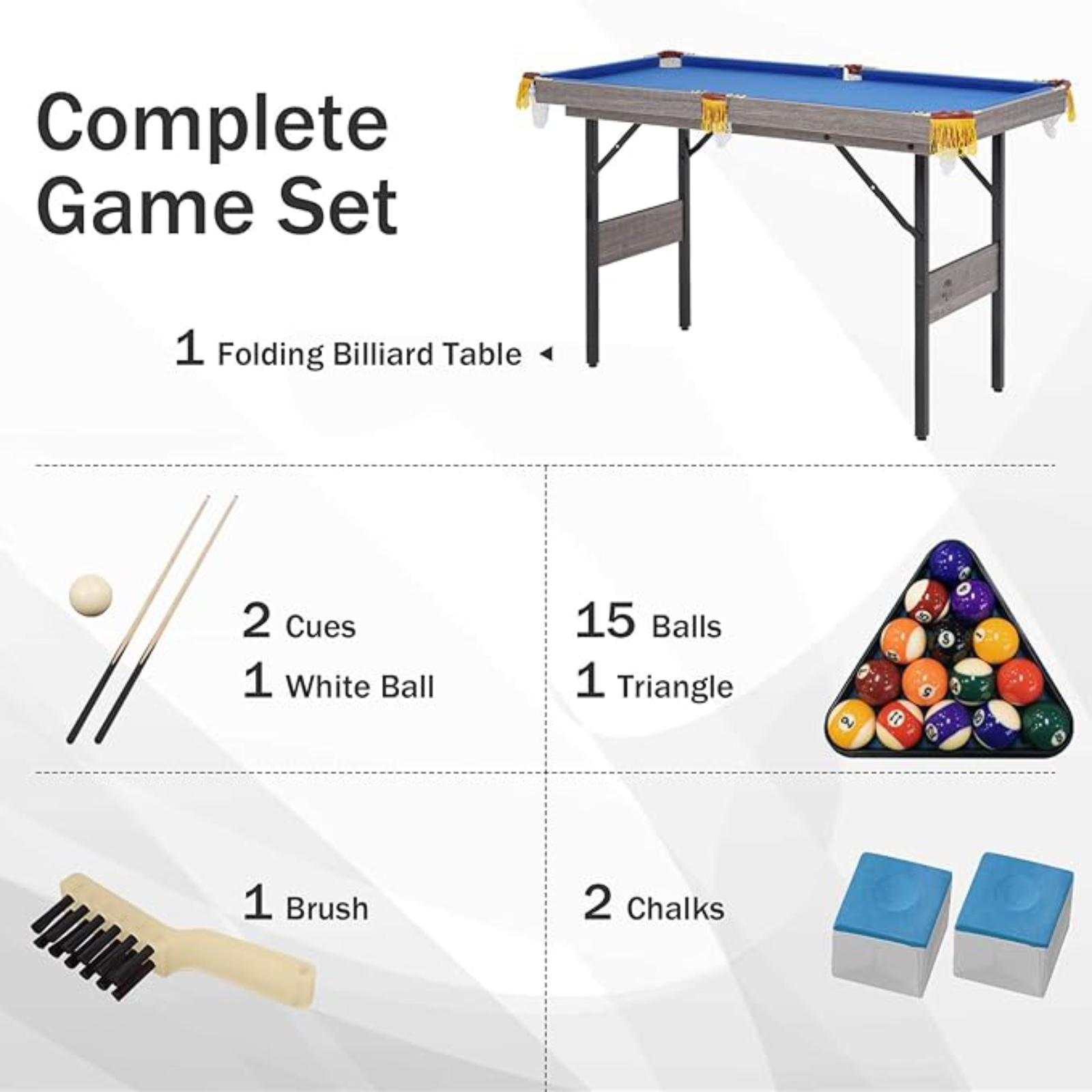 SUGIFT 48in Foldable Pool Table, Portable Folding Billiard Table, Indoor Pool Arcade Game Table Blue
(No ratings yet)