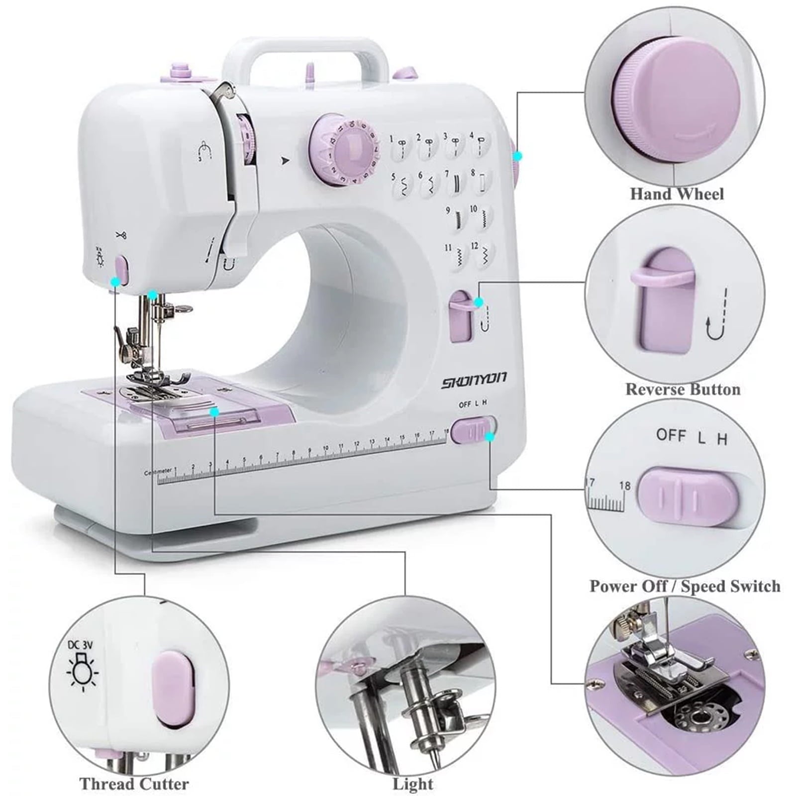 YouYeap 12 Stitches Sewing Machine Multi-Functional Mini Portable Sewing Machine