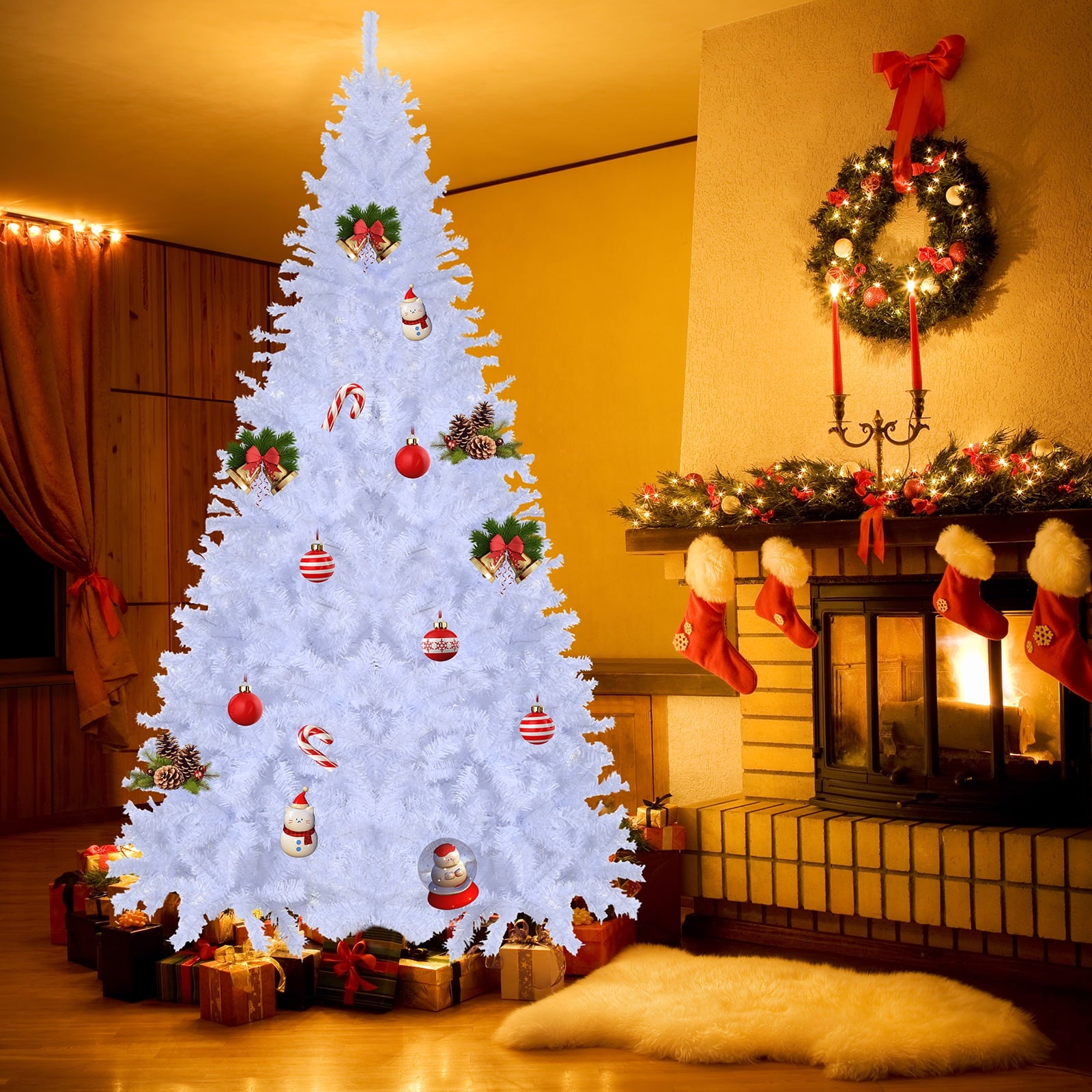 AKIUDEX 6ft Artificial PVC Christmas Tree Holiday Indoor Outdoor White