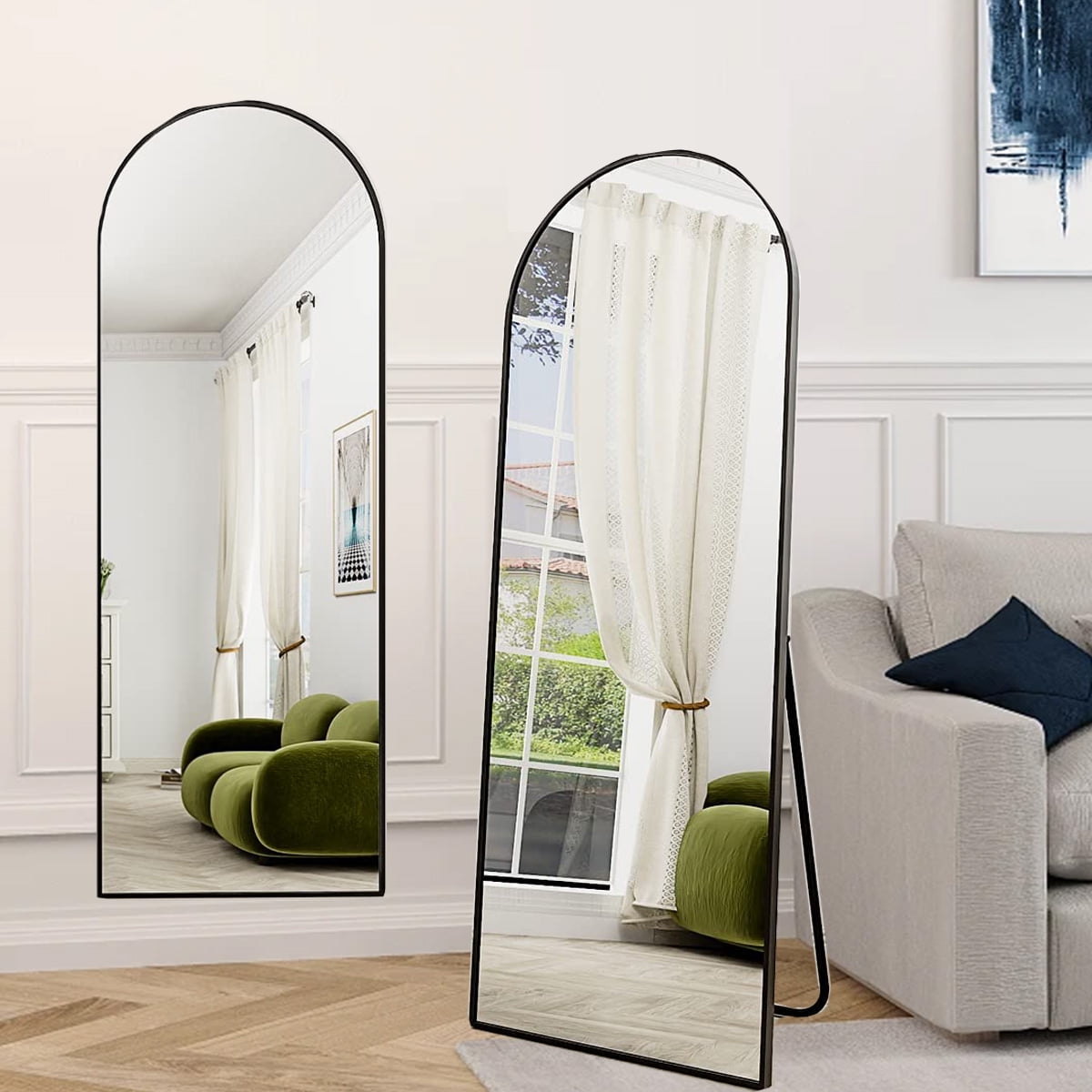 Vebreda Arched Full Length Mirror 65x22 in Floor Mirror with Stand