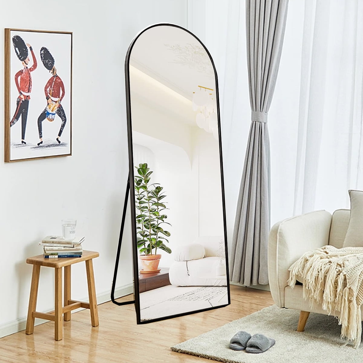 Vebreda Arched Full Length Mirror 65x22 in Floor Mirror with Stand