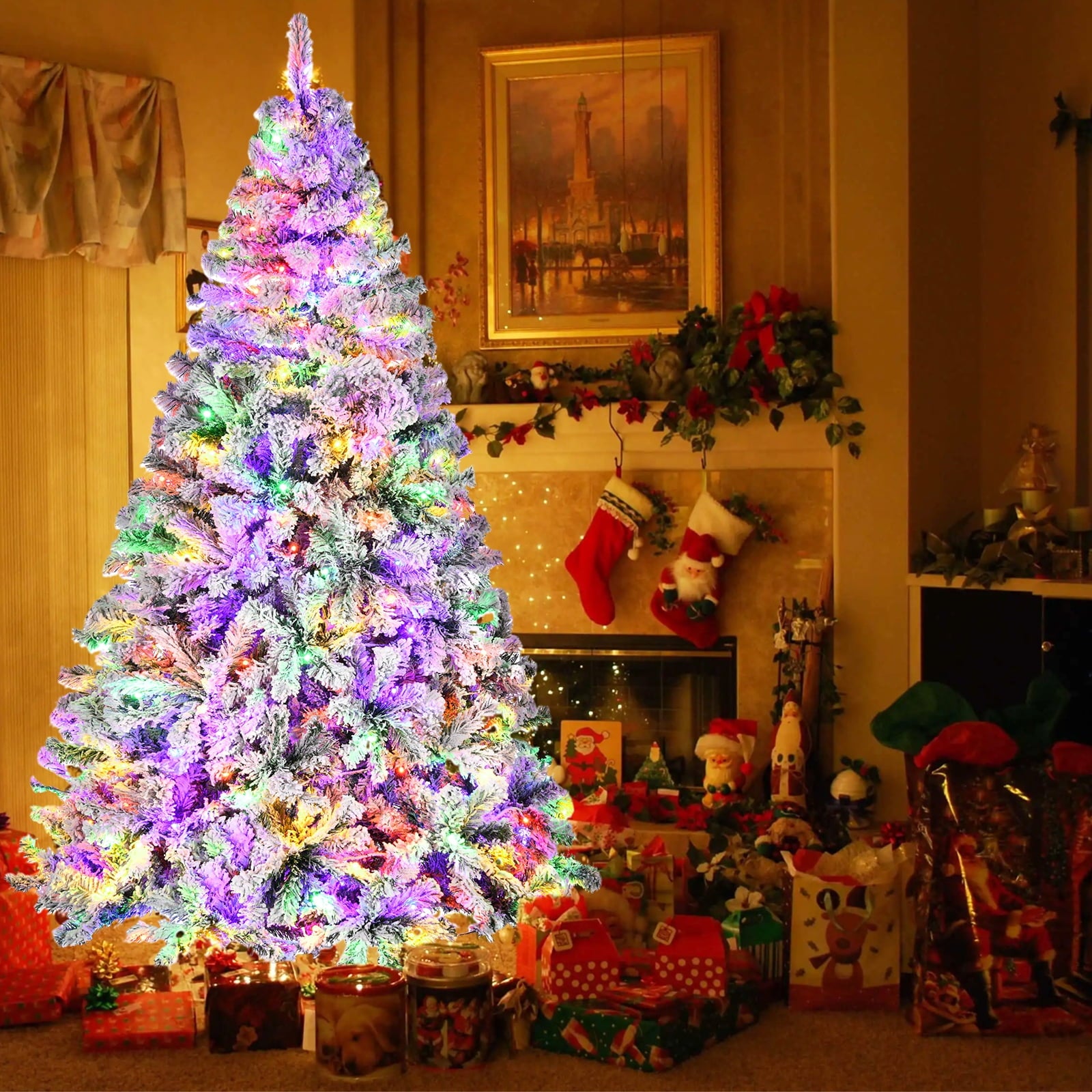 YouYeap 6ft Prelit Christmas Tree with Color Changing Lights for Home, Office, Party Decoration