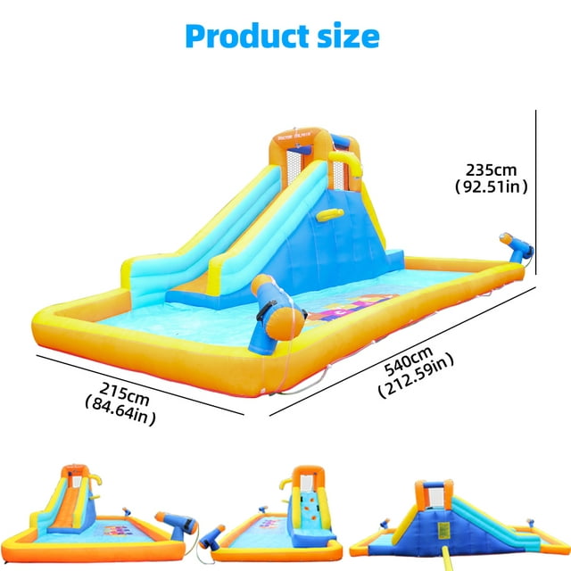 YouYeap Inflatable Water Slide Park Kids Splash Pool Bounce House with 450W Blower