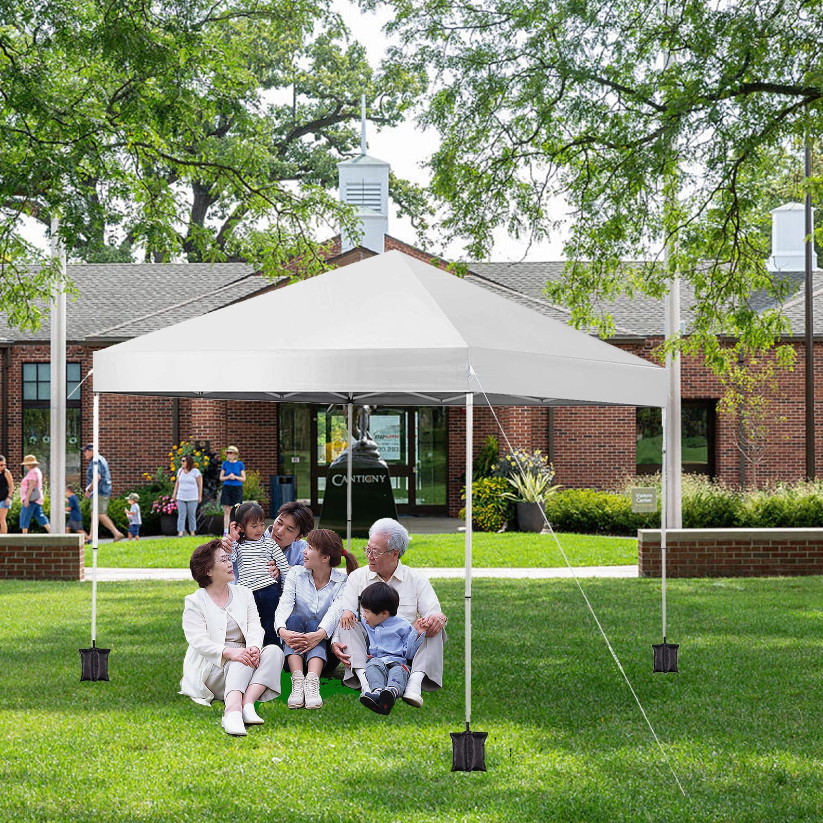 SUGIFT 10 x 10 Pop up Canopy Tent Instant Waterproof Folding Tent with 4 Sandbags, White