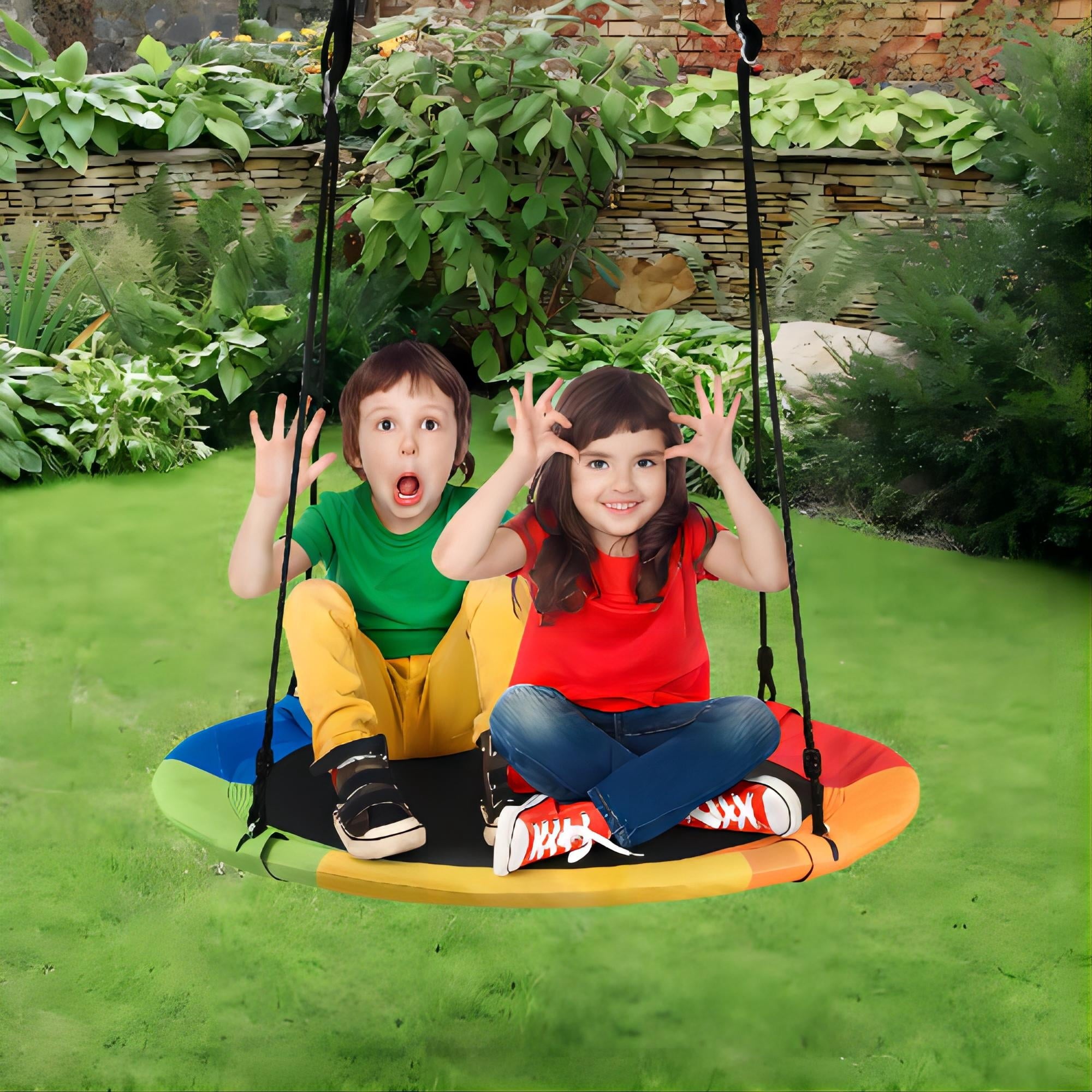 SUGIFT 40in Flying Saucer Tree Swing Sets for Backyard Outdoor Toys Indoor Playground Play for Kids